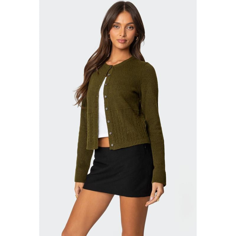 Half Cable Knit Cardigan