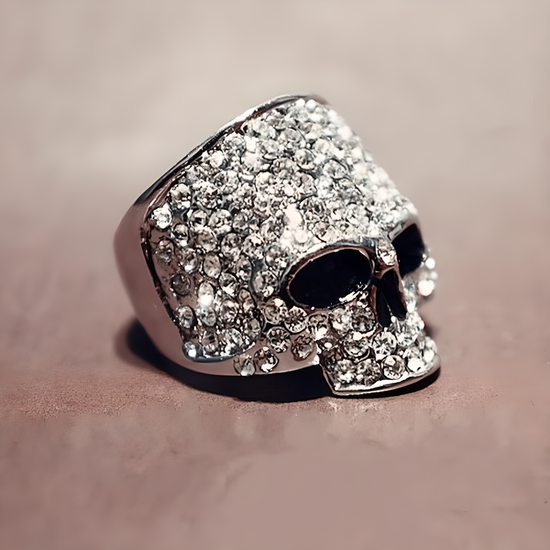 CZ Smoking Skull Stainless Steel Ring